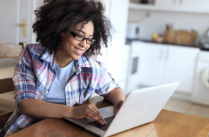 woman at laptop using online banking