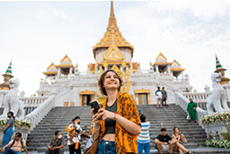young woman enjoying international travel